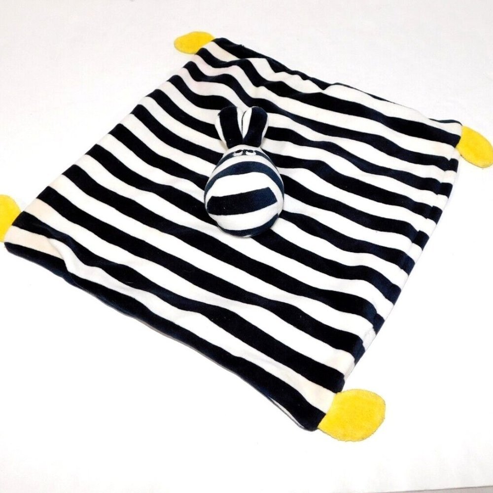 Ikea Klappa Black White Zebra Security Blanket Baby Lovey Plush Yellow striped